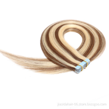 Wholesale #P6/613 Mixed Piano Color Seamless Adhesive Skin Weft Invisible Ombre Virgin Remy Cuticle Tape In Hair Extension
